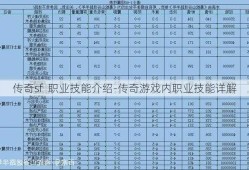 传奇sf  职业技能介绍-传奇游戏内职业技能详解