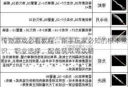 传奇游戏必看教程：新手玩家必知的根本常识、职业选择、配备获取等攻略