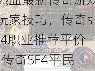 热血最新传奇游戏玩家技巧，传奇sf4职业推荐平价-传奇SF4平民职业推荐