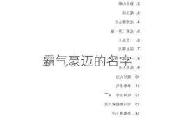 霸气豪迈的名字