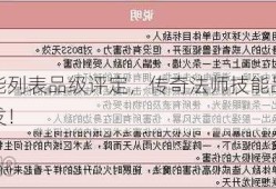 传奇法师技能列表品级评定，传奇法师技能品级评定，详细解释和阐发！