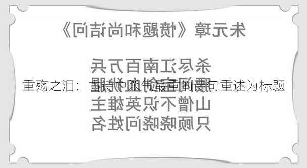 重殇之泪：古诗中杀气最重的诗句重述为标题  第3张