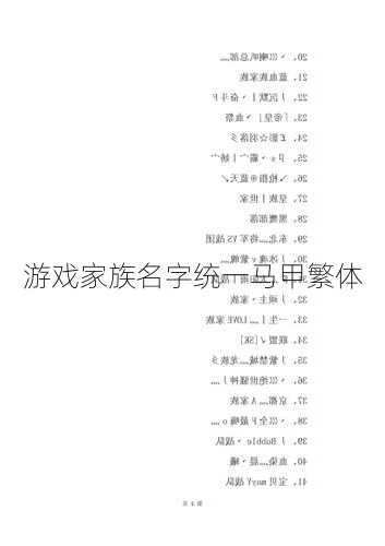 游戏家族名字统一马甲繁体  第2张